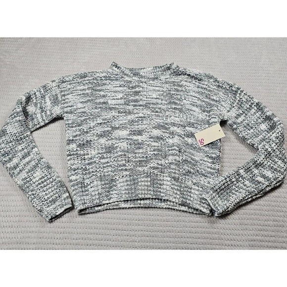 SO Sweater Womens Small Chunky Knit Gray & White Long Sleeve New - Picture 1 of 7